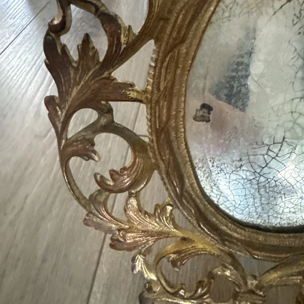 Cast Iron Brass Finish Victorian Mirror Picture Stand Up mirror Frame Ornate